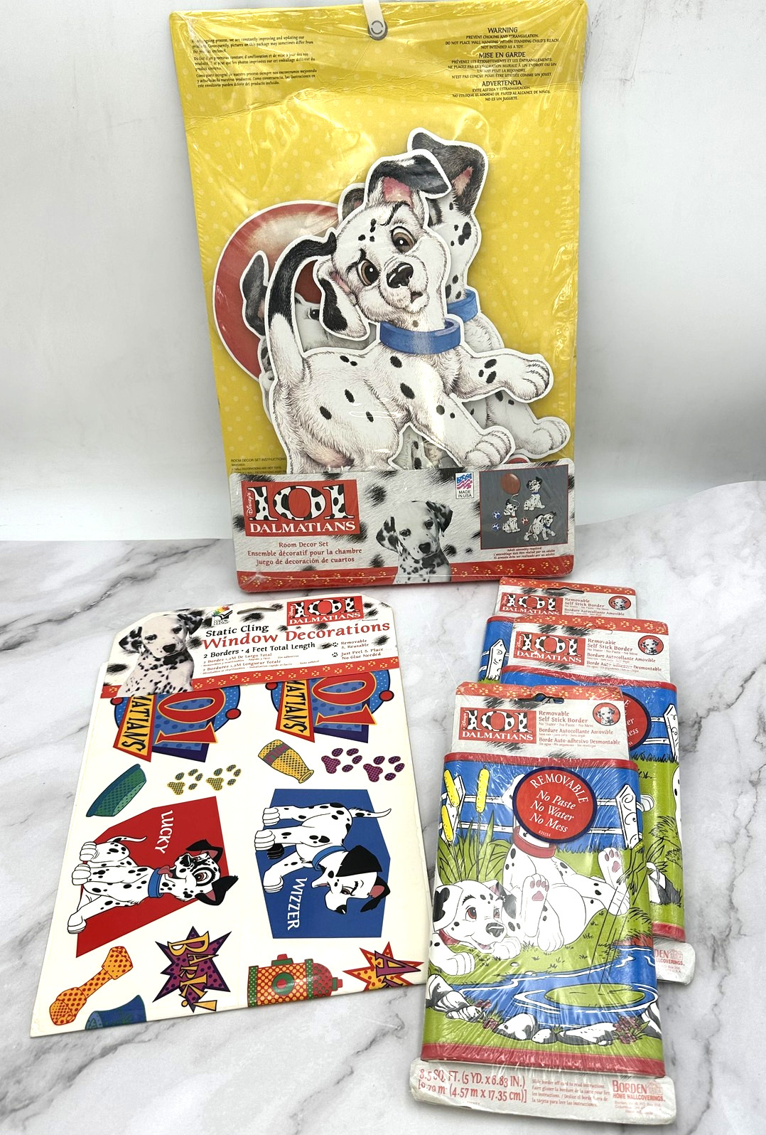 Vintage Disney 101 Dalmatians Room Decor Set Wall Borders Window Clings Lot