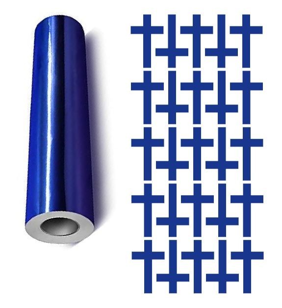Cross Stickers Chrome Blue 1.5″ Religious Envelope Seals Church DC30