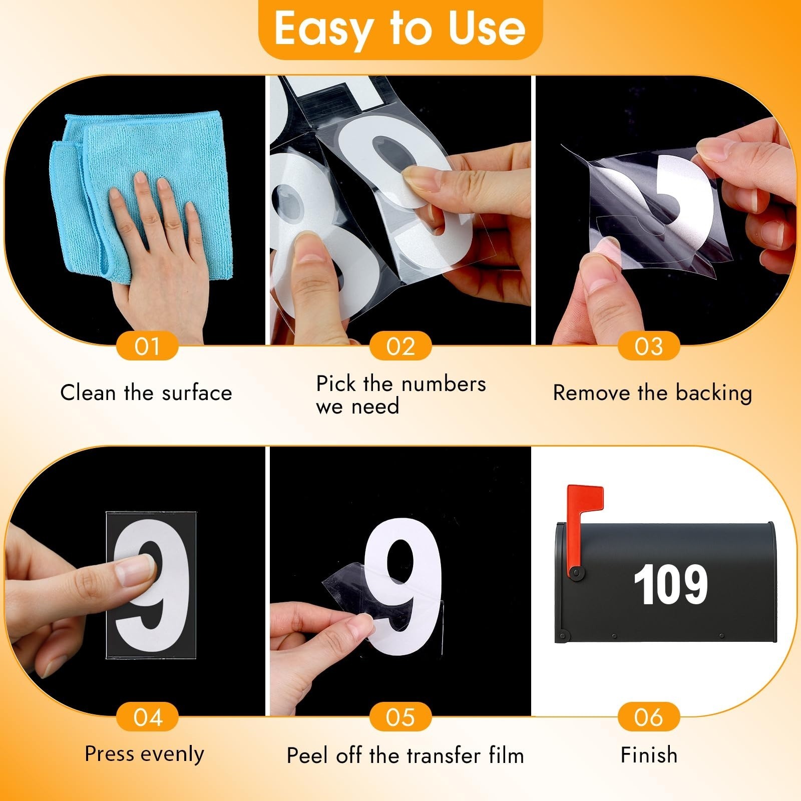 80 Pcs 3″ Reflective Mailbox Numbers Stickers Vinyl Waterproof Address Decals