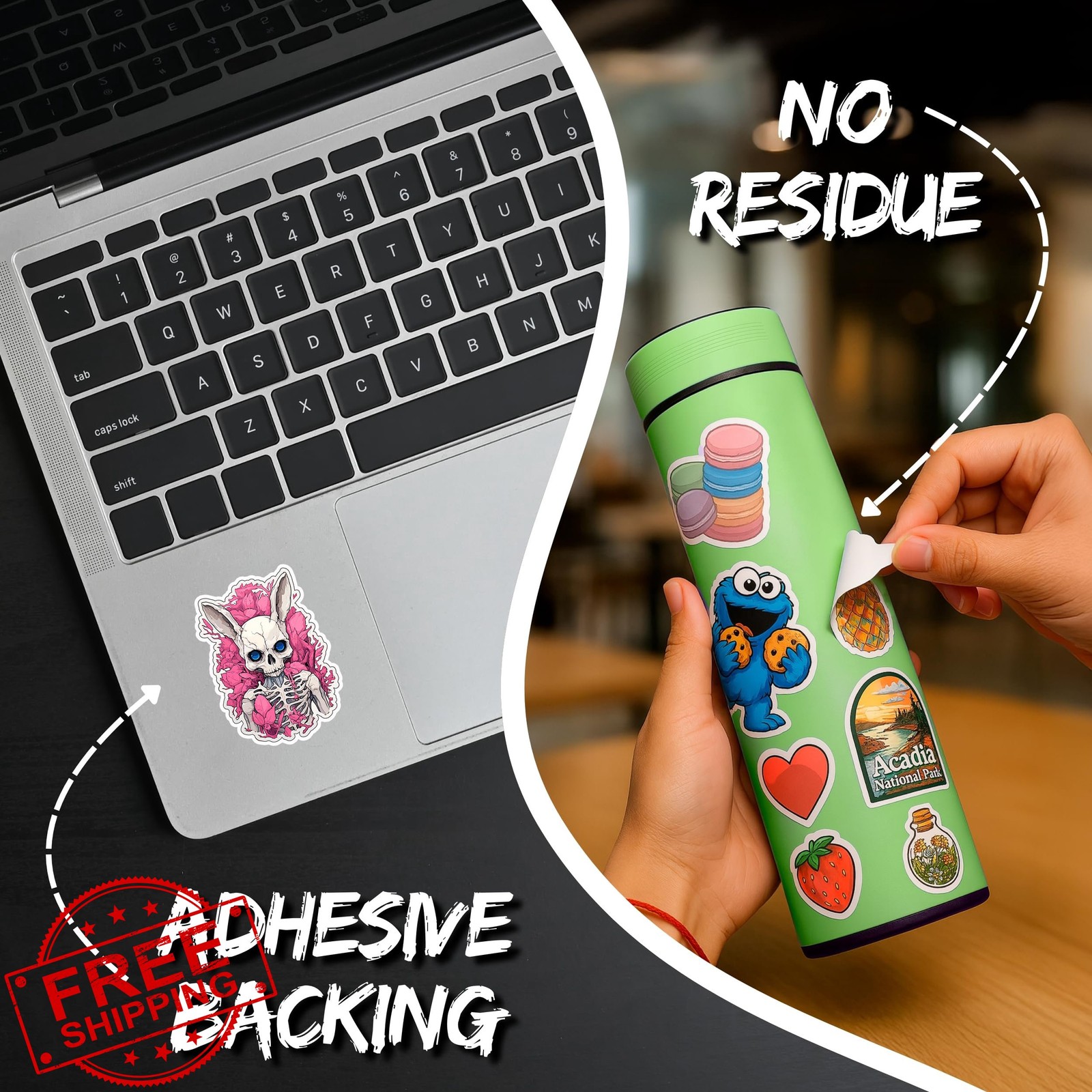 No Thorns Media Bunny Skeleton Sticker 4″