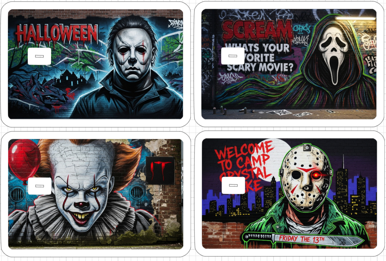 Killer Graffiti Street Art ATM Debit Credit Sticker Skin Halloween Horror Paint