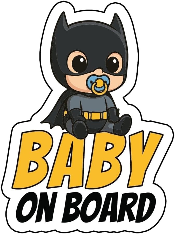 Cute Bat Hero Baby On Board Vinyl Sticker Waterproof Auto Window Truck 4.5″ x 6″