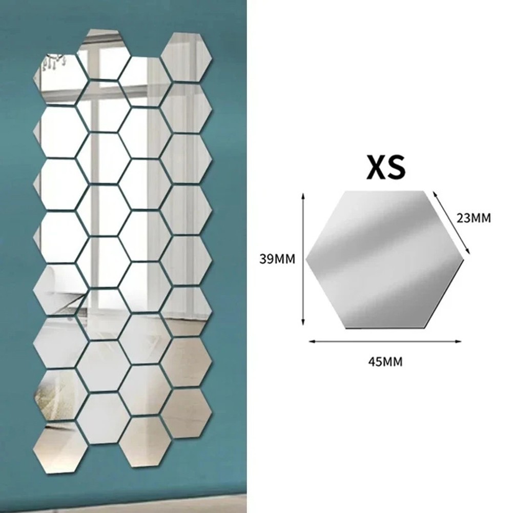 Innovative 24pcs Gold Hexagonal Mirrors for Decorative Walls and Craft Projects