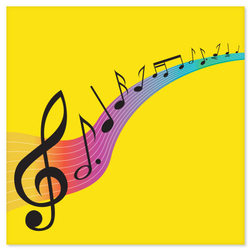 LOVE OF MUSIC musical notes car bumper sticker 4″ x 4″