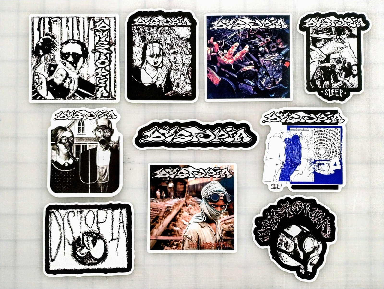 Dystopia Vinyl Sticker Lot (10 Stickers) crust punk grindcore grief sludge doom