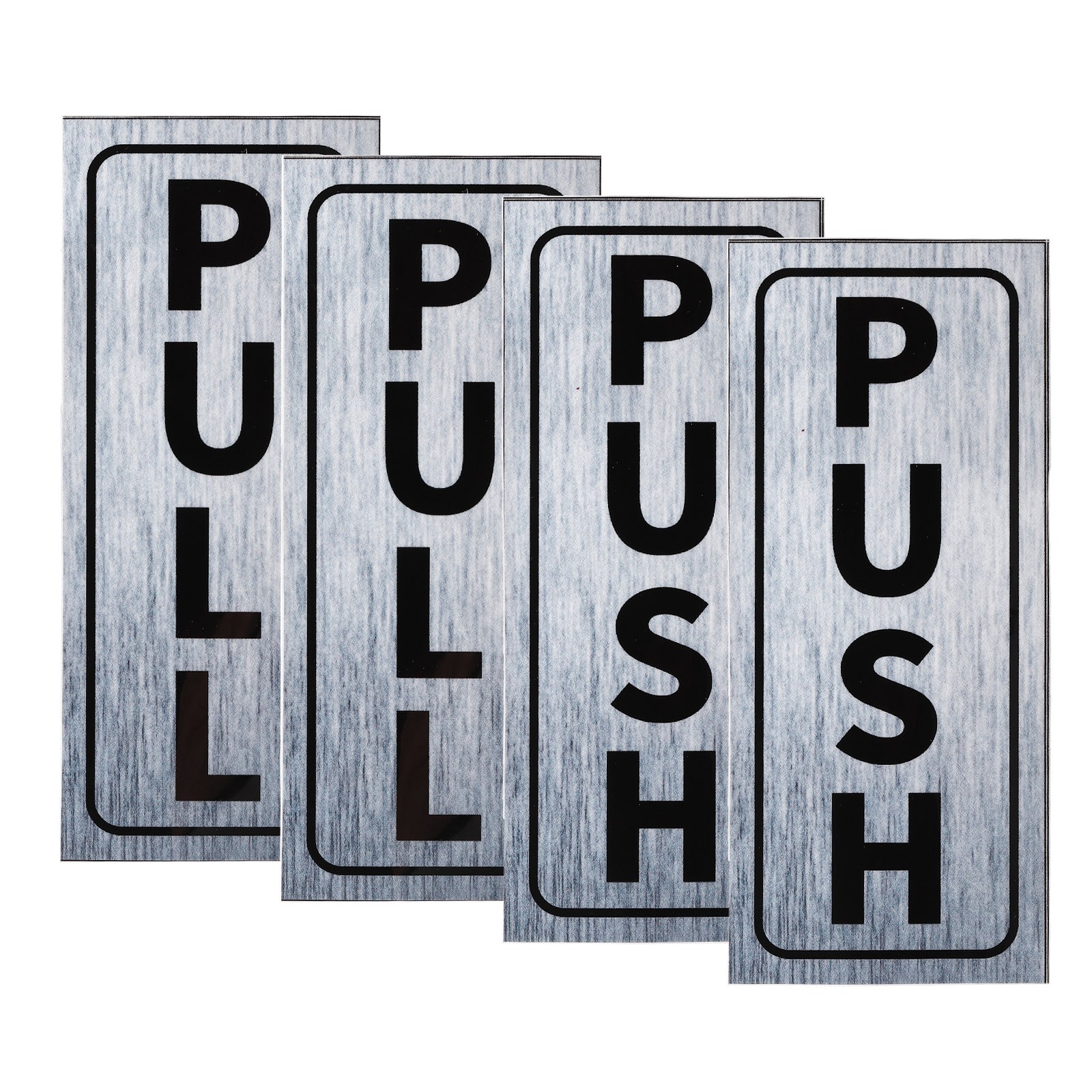 2Set Push Pull Door Sign 2″x5″ Adhesive Vertical Pull Push Sticker Silver