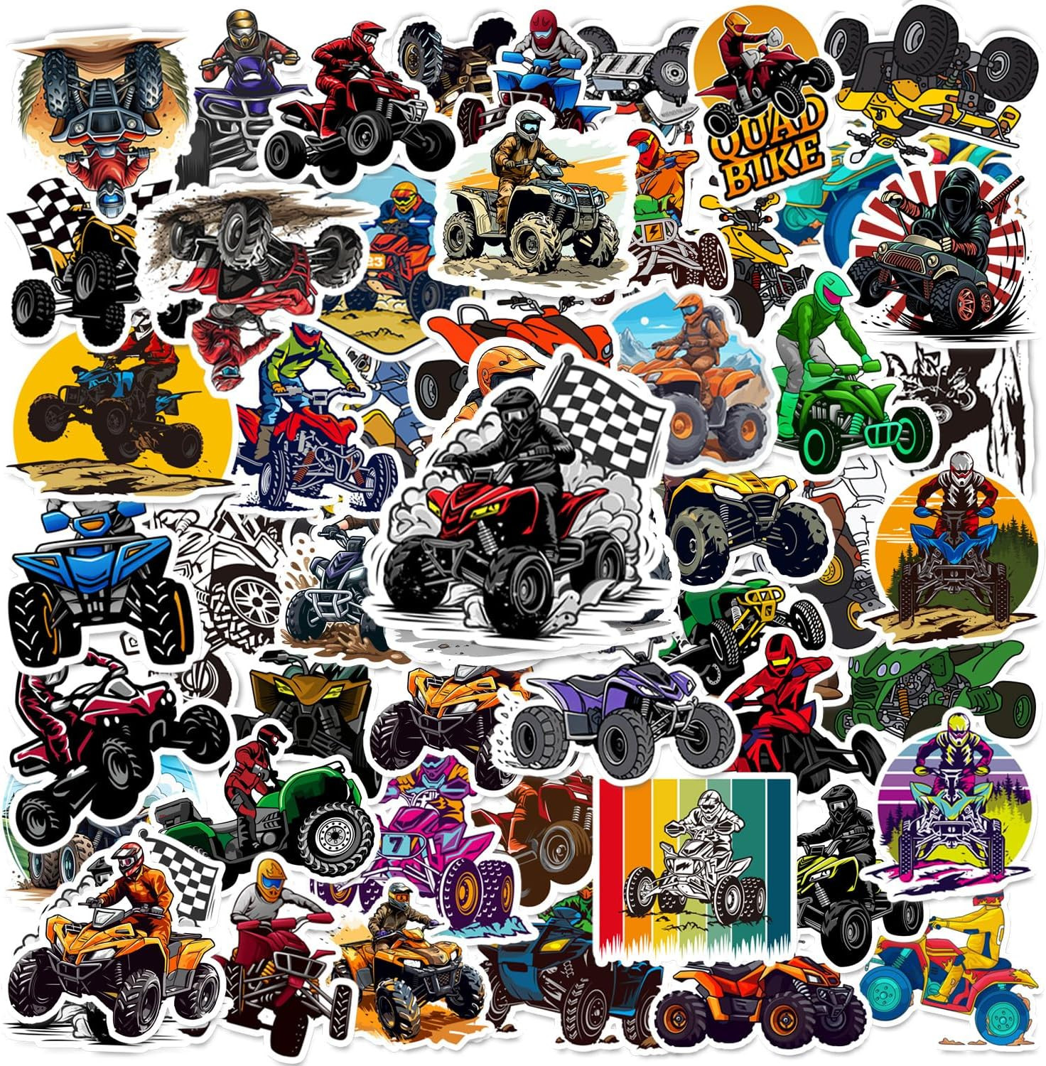 50PCS Four Wheeler ATV Quad Bike Stickers Dirt Bike Decals Party Favors Birthday