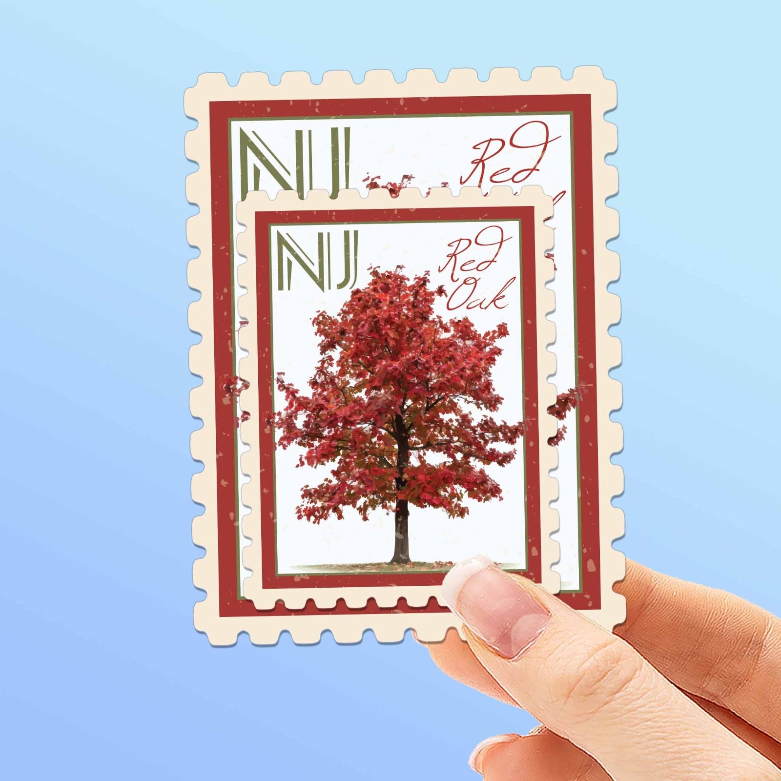 New Jersey State Tree Red Oak Sticker – NJ Vintage Stamp Decal
