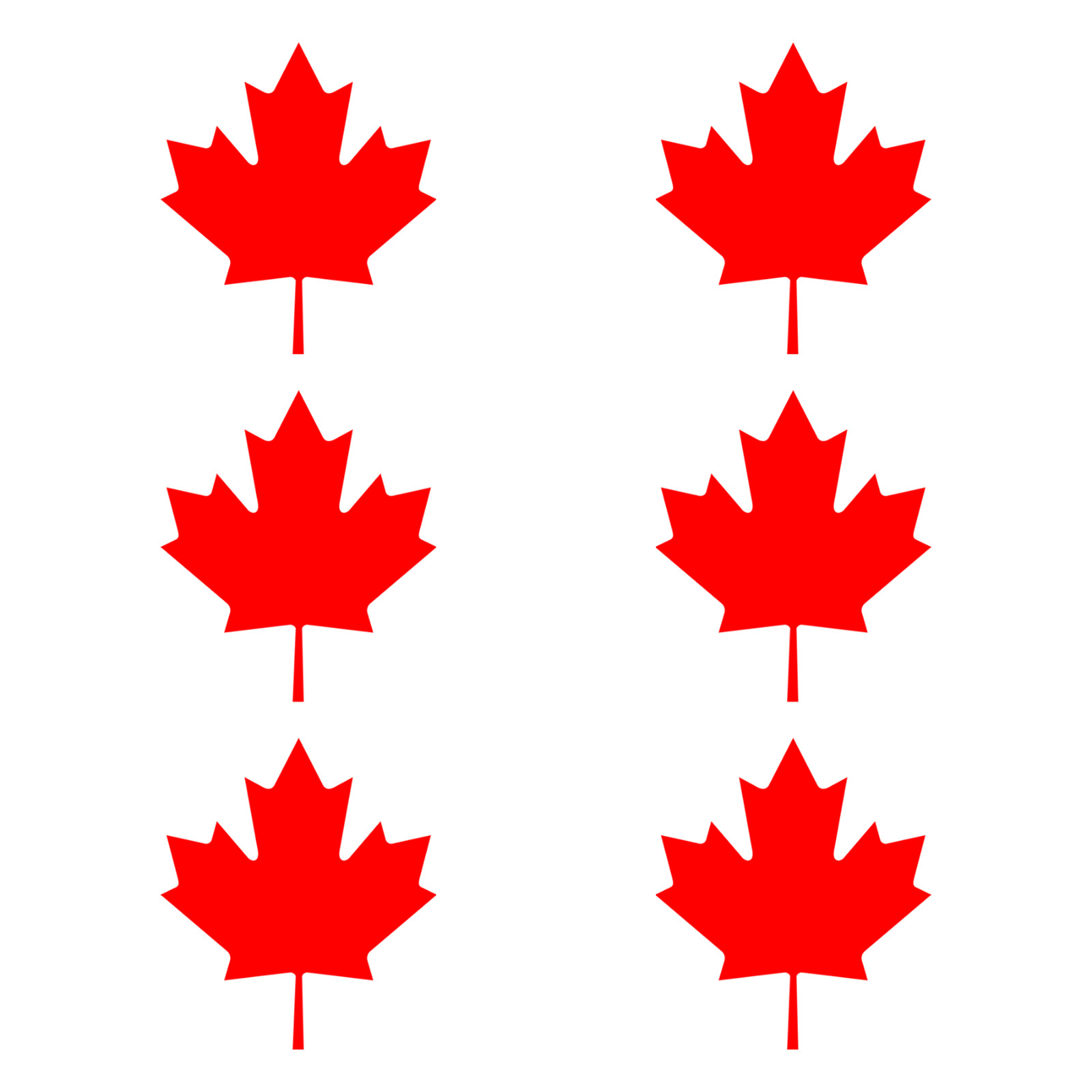 New – Set of 6 – Canadian Maple Leaf Vinyl Decal – Canada Flag Symbol Sticker
