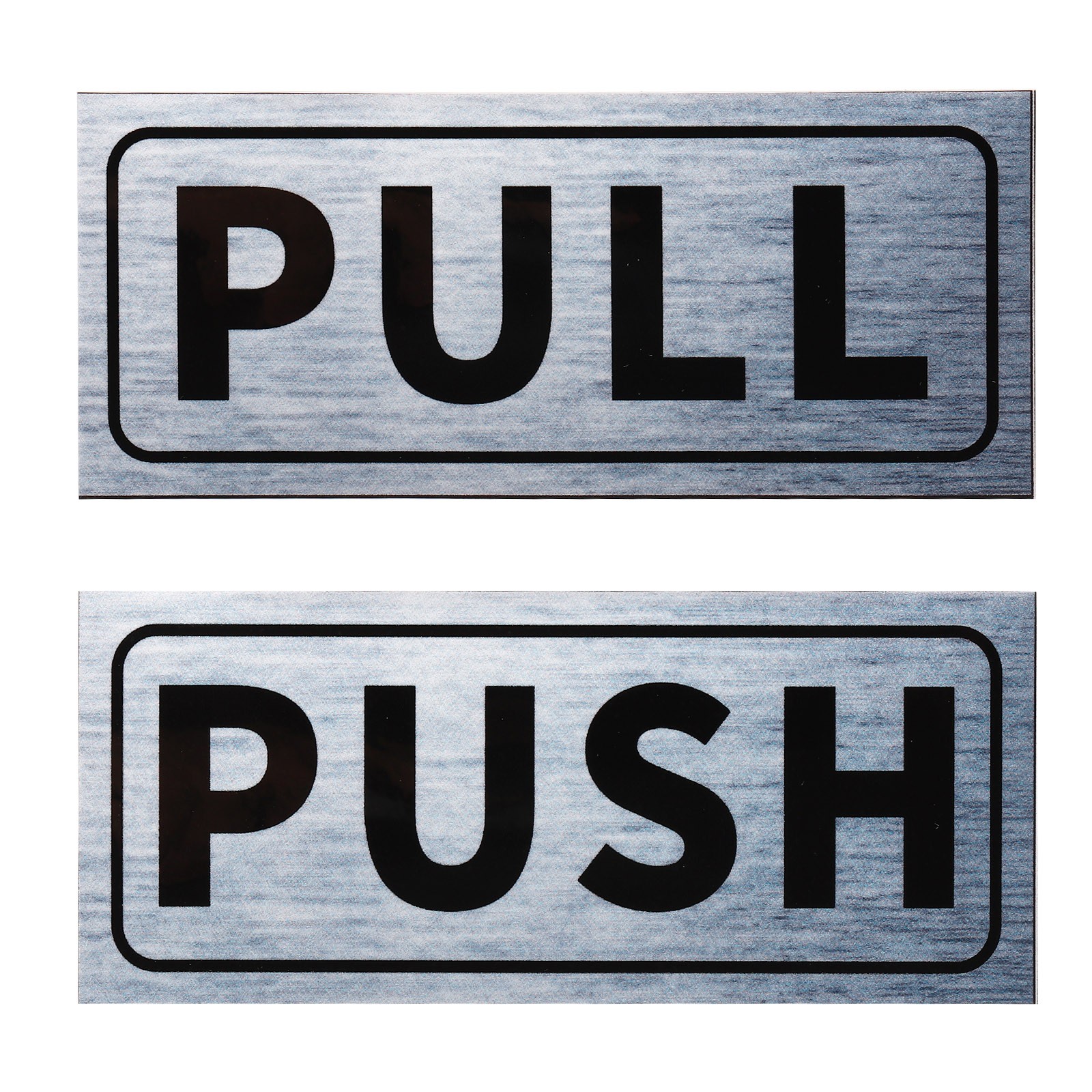 1Set Push Pull Door Sign 2″x5″ Adhesive Horizontal Pull Push Sticker Silver