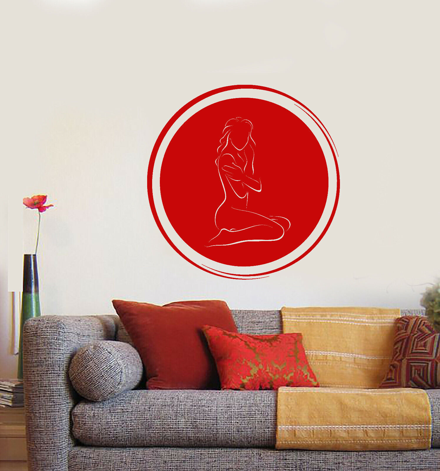Vinyl Wall Decal Circle Enso Naked Girl Spa Massage Sexy Body Stickers (3702ig)