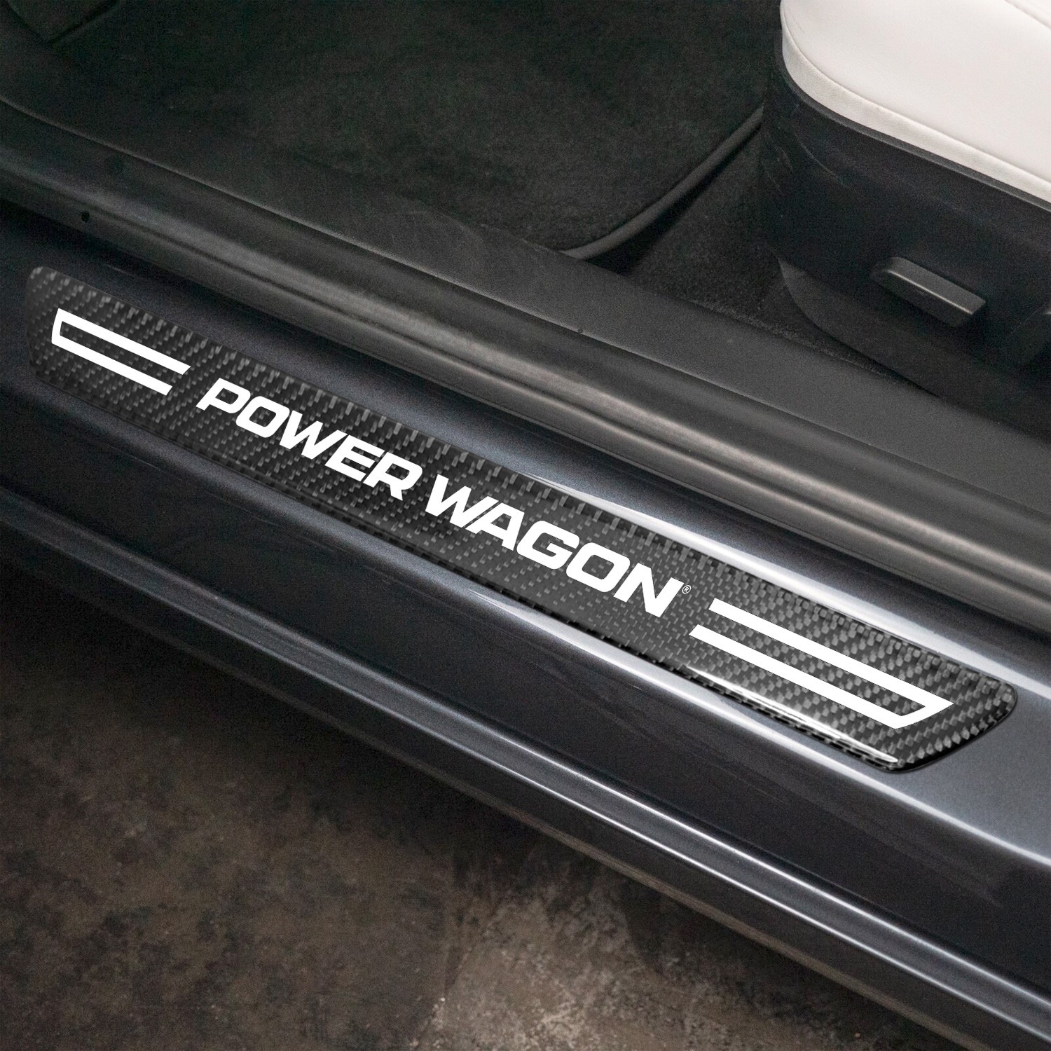 RAM Power Wagon Real Carbon Fiber 4 Pcs Door Sill Kick Plates