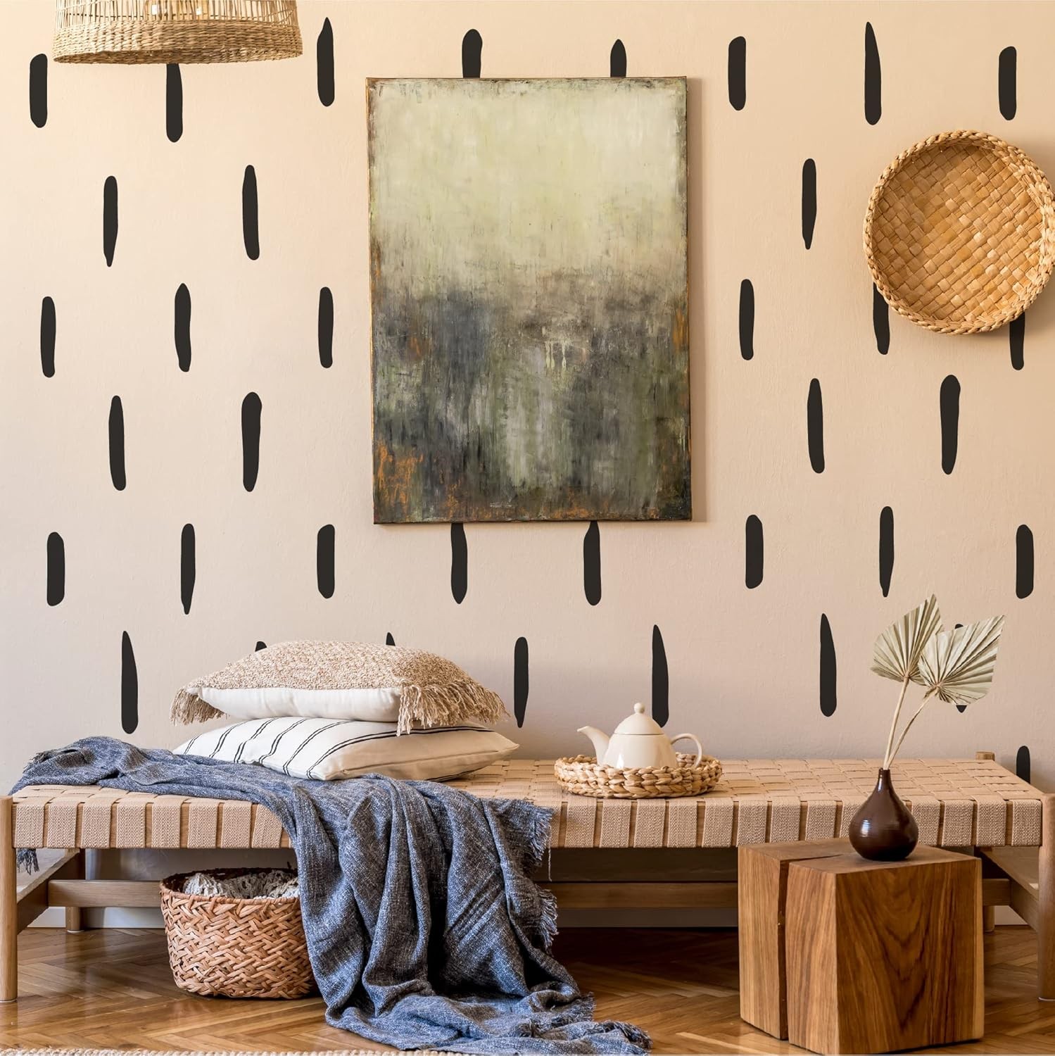 Black Thick Irregular Line Vinyl Abstract Wall Decals, Peel and B,
