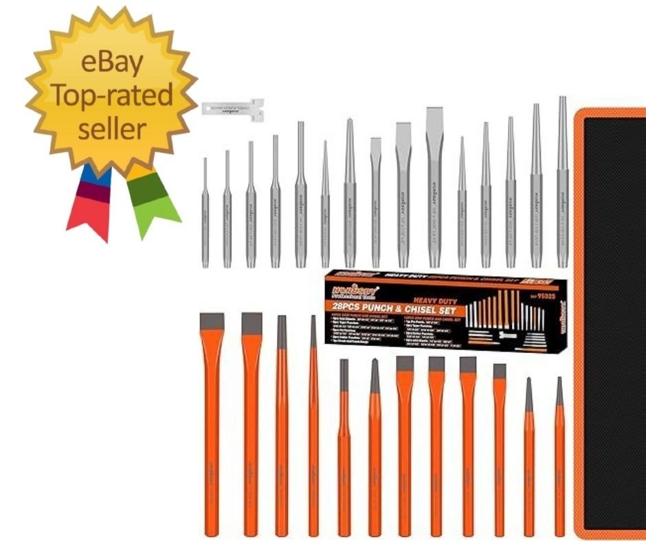 28-Piece Heavy Duty Punch and Chisel Set, Including Taper, Cold Chisels, Pin, Ce