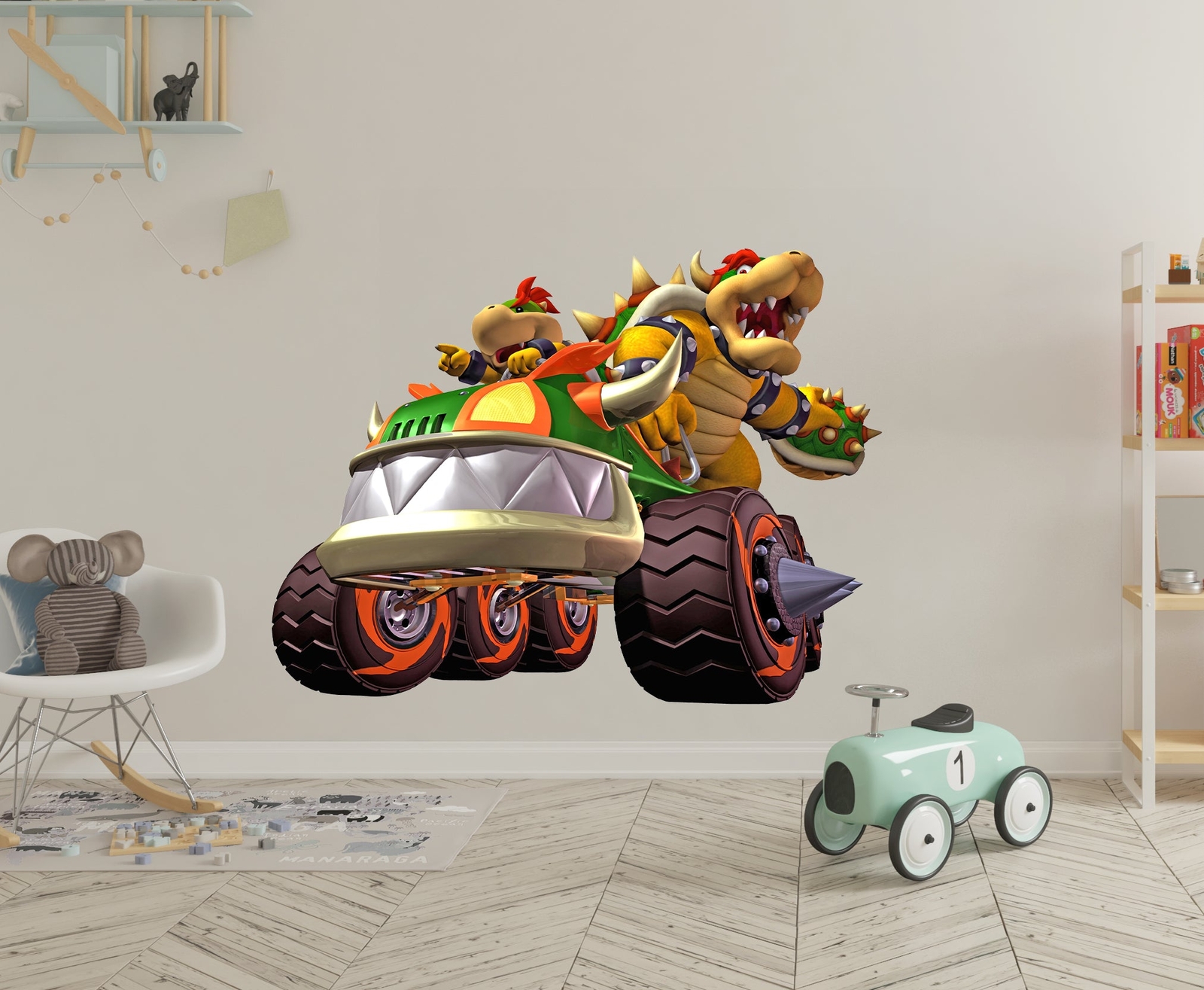 Bowser Super Mario Bros Kart Wall Decal Removable Sticker Kids Home Decor Art SM