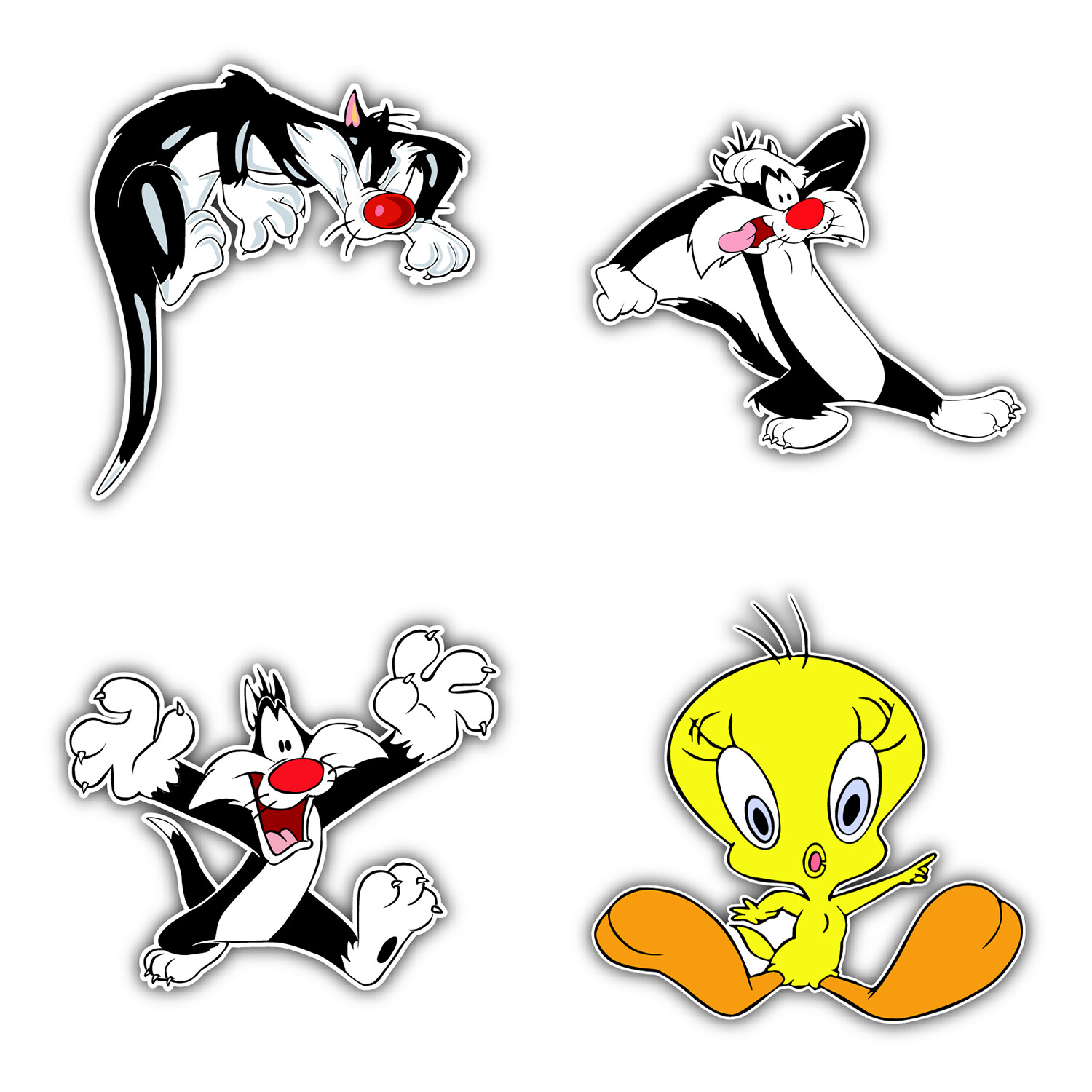 Sylvester Cat Cartoon Set Of 4 Vinyl Sticker Decal – 5» longer side ID:3