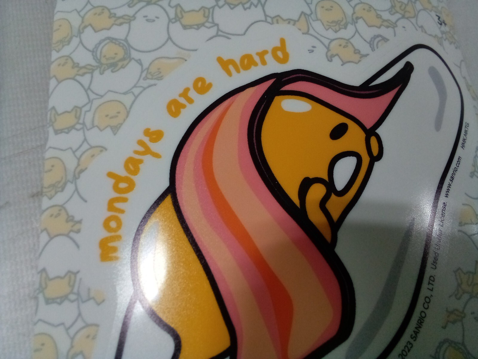 Lot of 3 Hallmark Vinyl Decal, Gudetama the Lazy Egg – Mondays are Hard