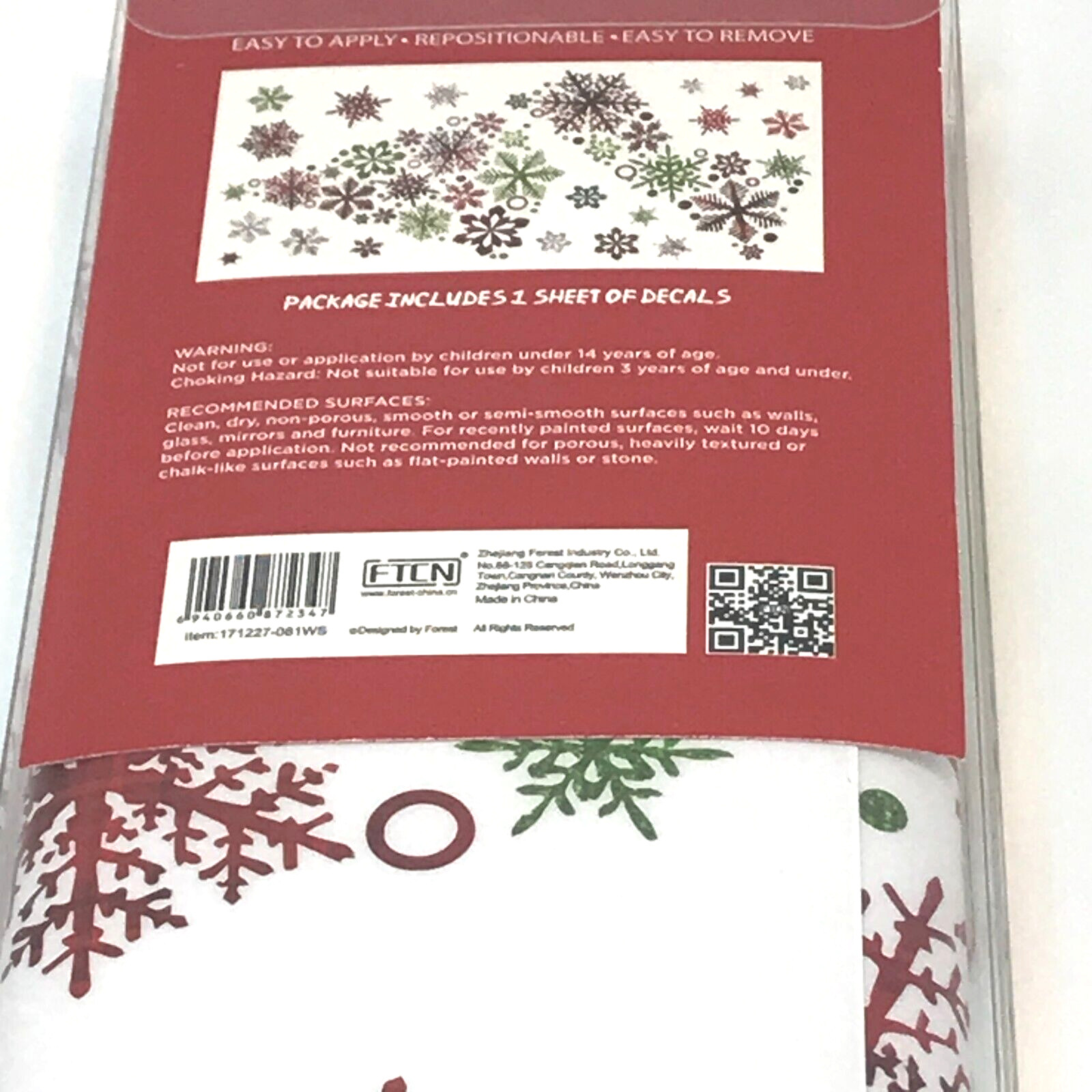 Christmas Wall Decals Self Adhesive Wall Decor FTCN Snowflakes Holiday Tree