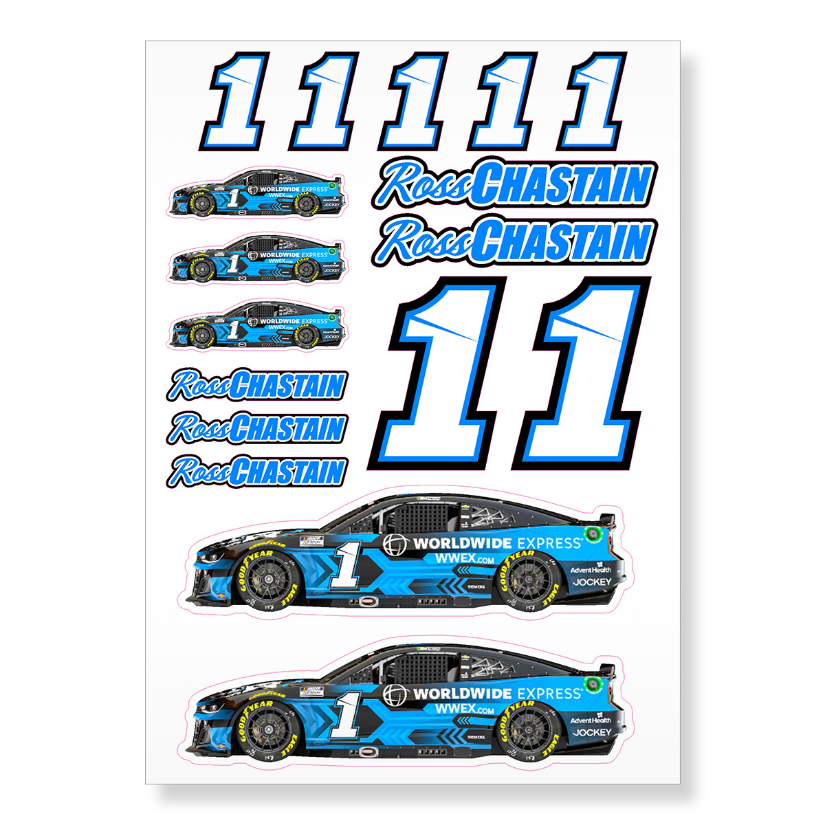 Ross Chastain #1 Chevrolet Nascar A4 High Quality Printed Vinyl Decal Sticker