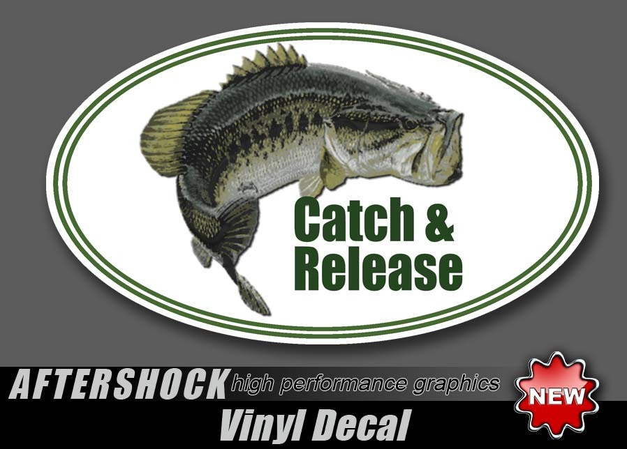 Catch and Release Bass Fishing Sticker Management Boat Truck Largemouth Decal