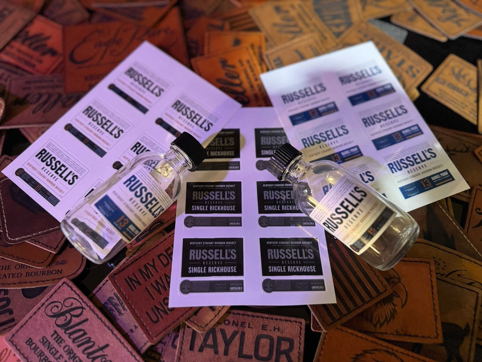 Russell’s Reserve 13,15, & Single Rick B – Mini Taster Bottle Labels, 18 Labels