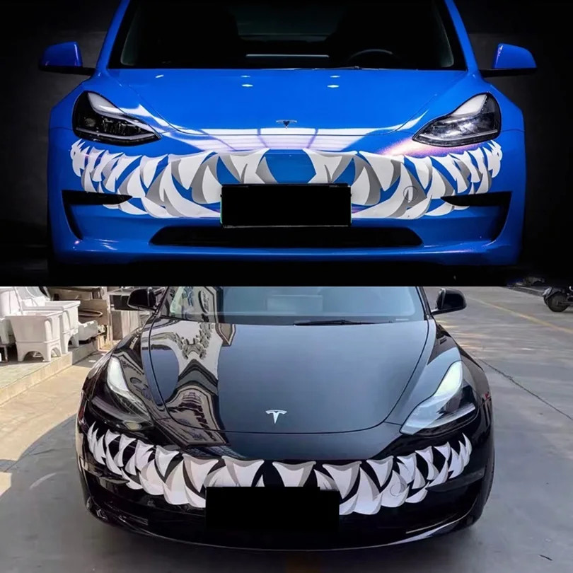 Aftermarket Shark Teeth Front Grille Decal for Tesla Model 3 & Model Y | Venom-S