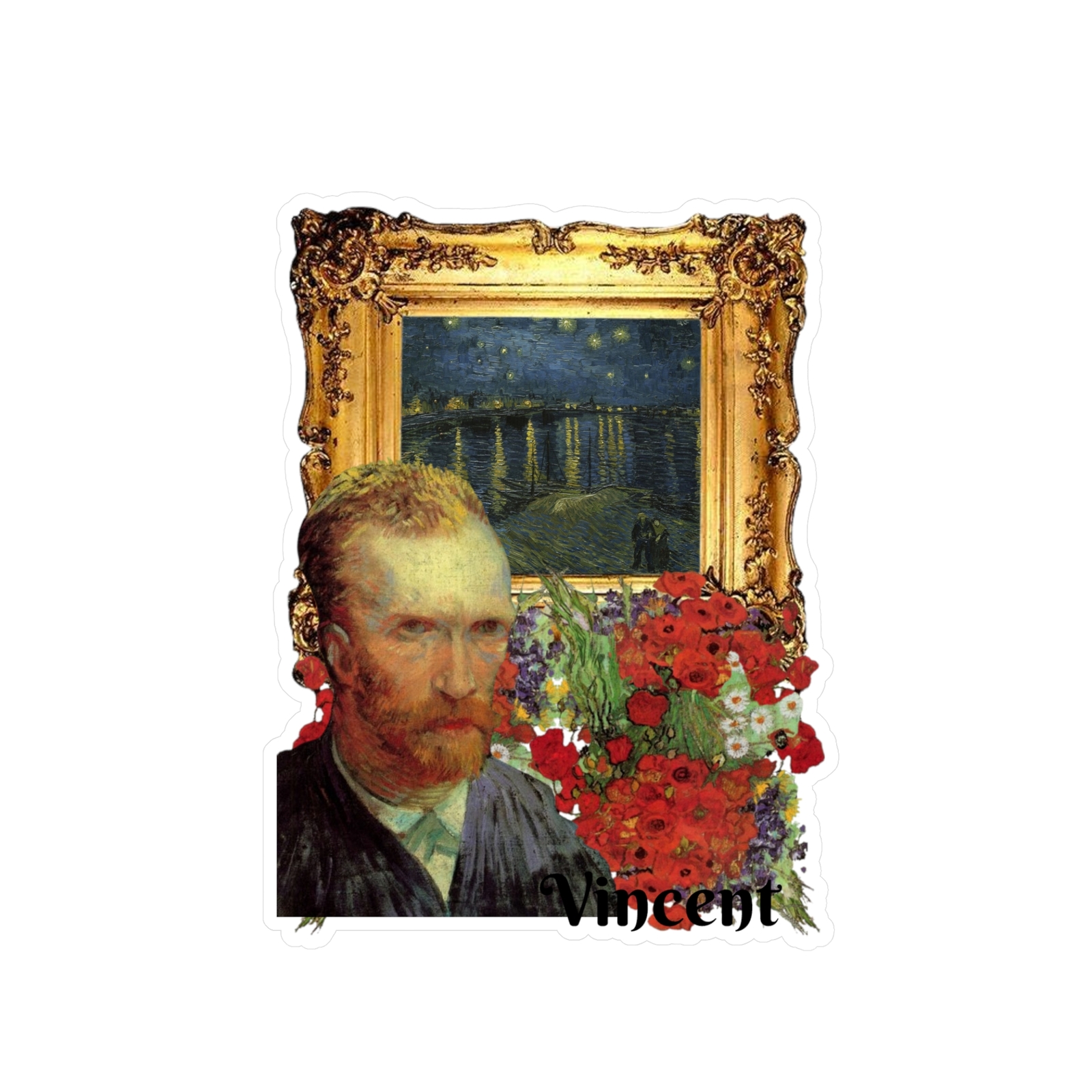 Vinyl Sticker / Decal – Vincent Van Gogh – Starry Night over Rhone / Flowers