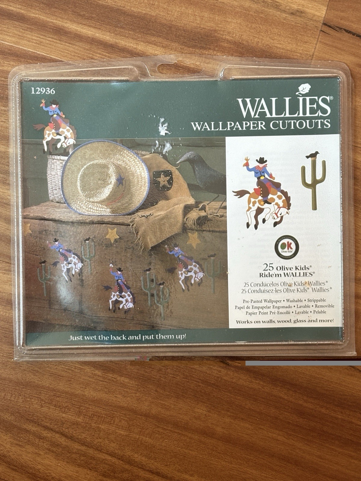 Wallies Peel & Stick Vinyl Wallpaper Decals Olive Kids Ride’m NEW