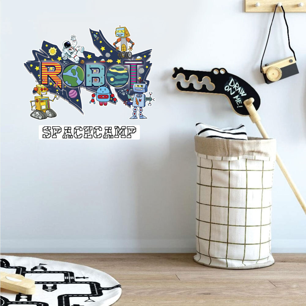 Space Robot Custom Name Nursey Baby Boy Wall Decal Vinyl Sticker Bedside Decals