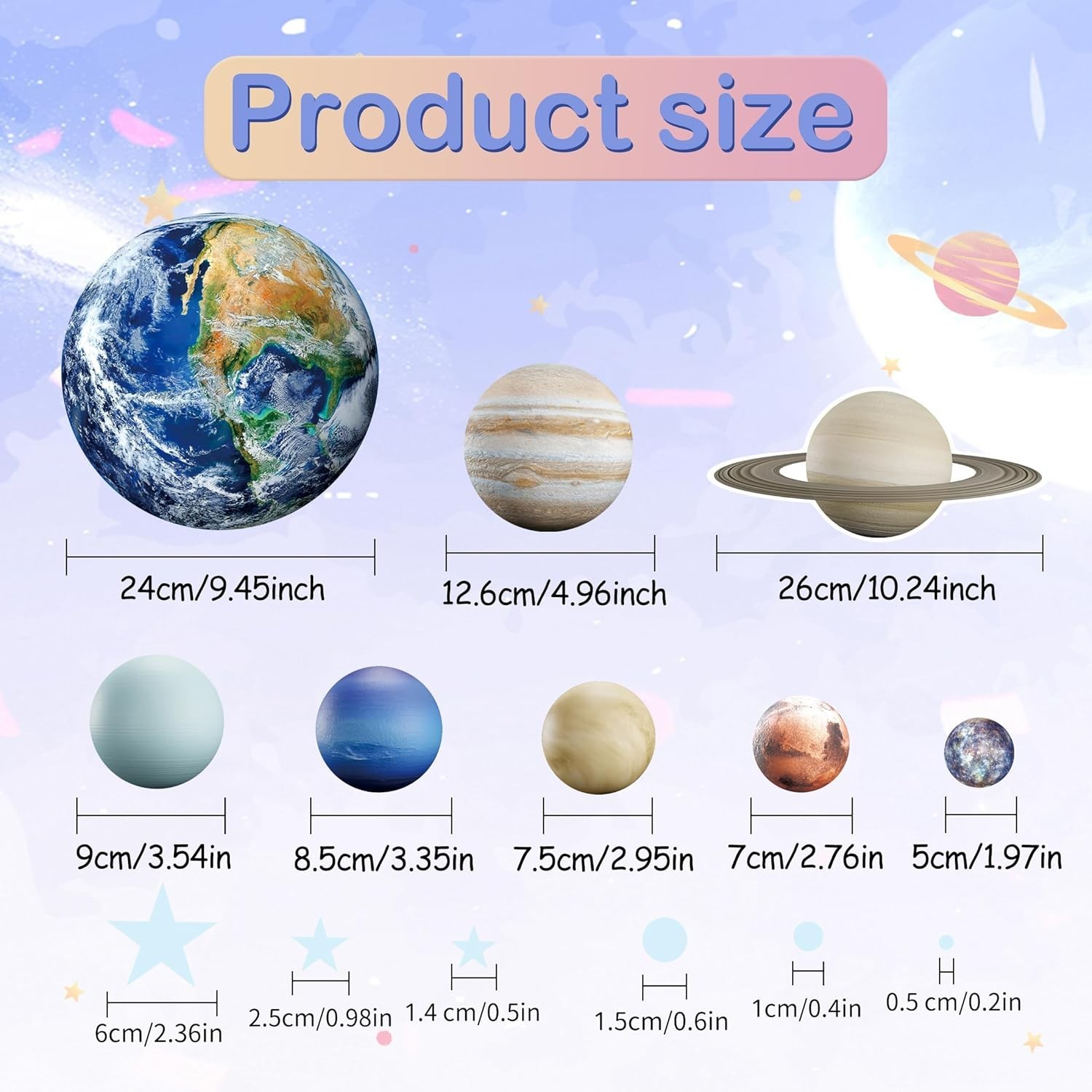 Glow in The Dark Stars Solar System Wall Decals, The Earth Wall Stickers for …