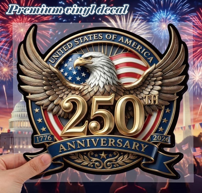 5 Pcs 250th Anniversary Car Sticker 8.27″ x 8.27″ USA Patriotic Eagle Decal 4th