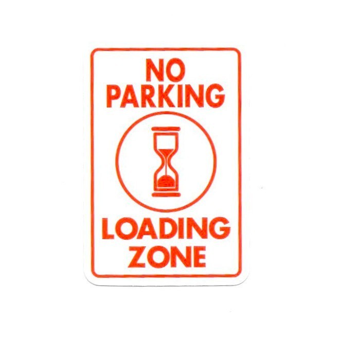 Red No Parking Loading Zone Hourglass Vinyl Sticker Traffic Caution Sign Laptop