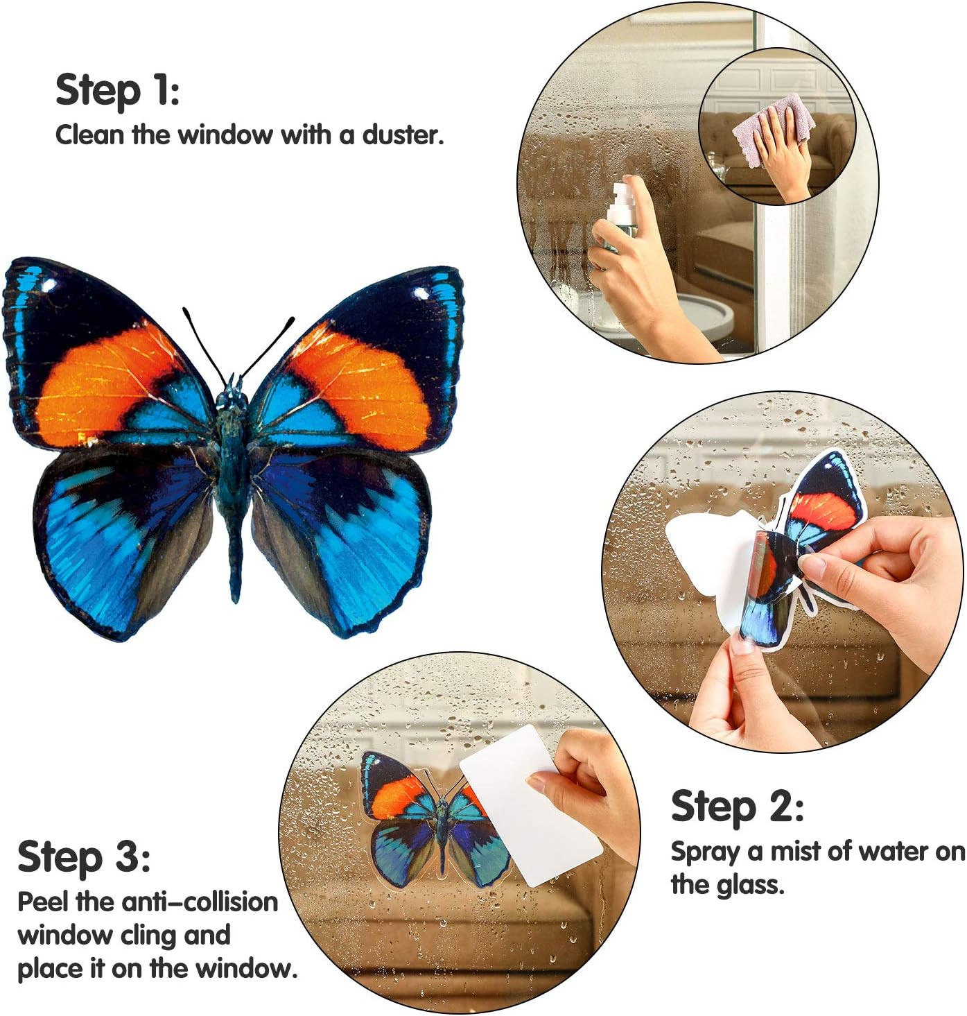 40 Pieces Butterfly Anti-Collision Window Decals Spring Decor Butterfly Cling…