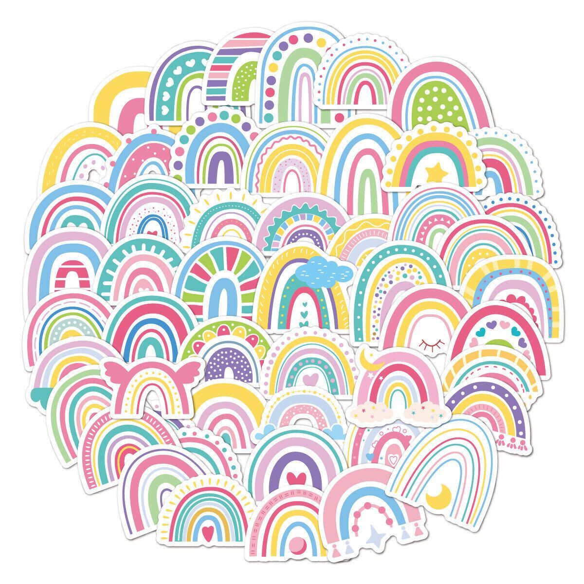 RAINBOW Vinyl Stickers [Set B] PASTEL ~ Waterproof Laptop Water Bottle Decals