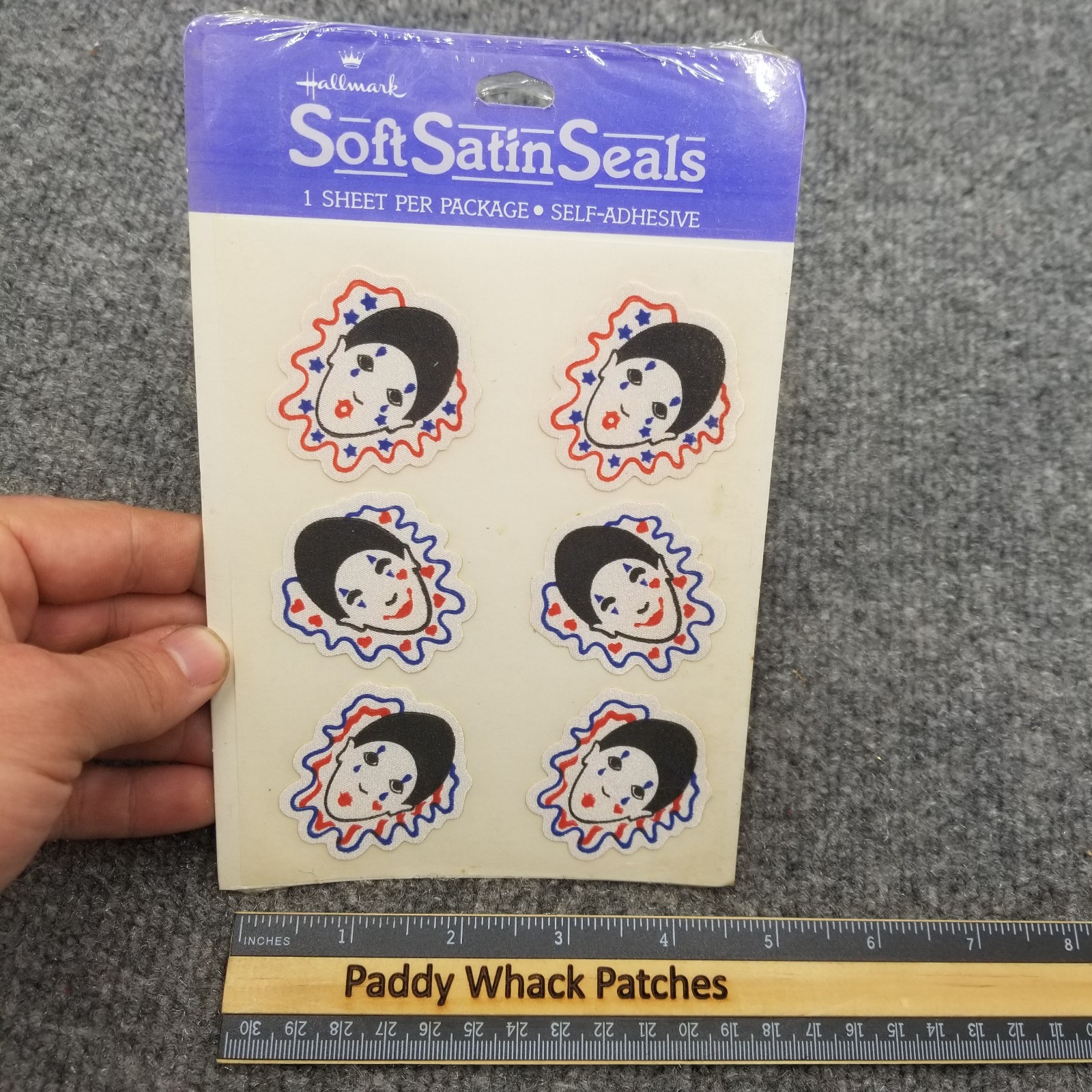 Vintage 80s Hallmark Soft Satin Sticker Sheet Clown Pierrot Fabric Mime Retro