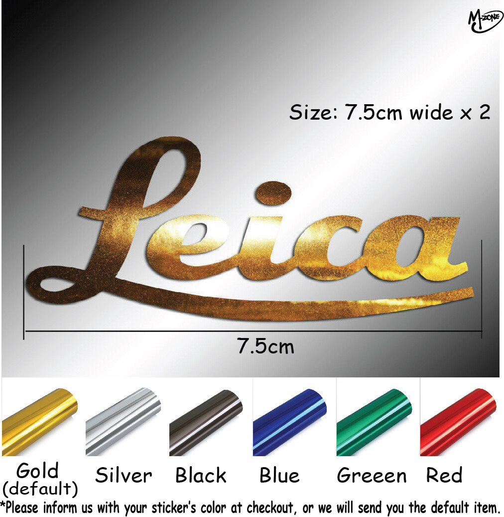2x Leica Decal Stickers» Metallic chrome Effect 7.5cm wide die cut best giftsG