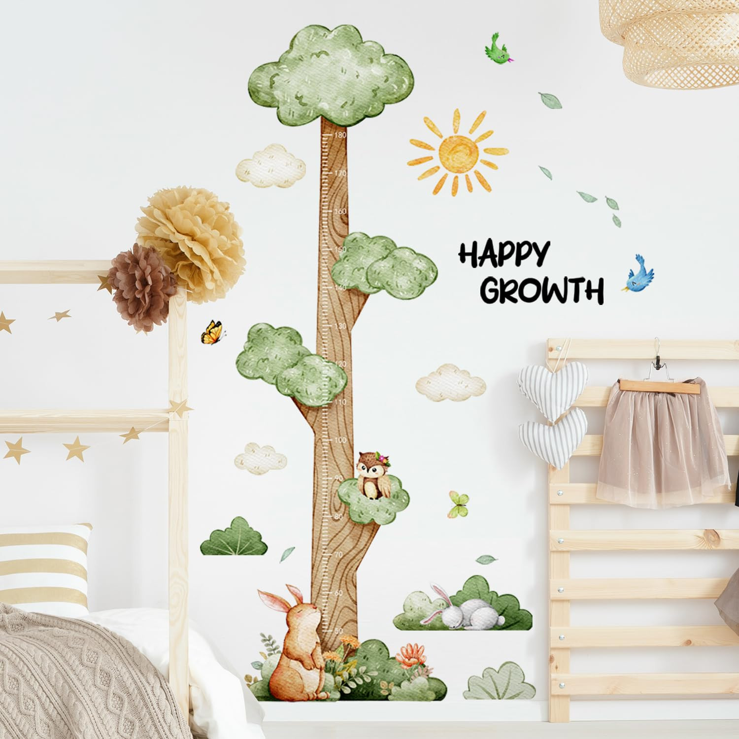 3D Cartoon Height Growth Chart for Kids Wall Stickers Removable DIY Jungle Anima