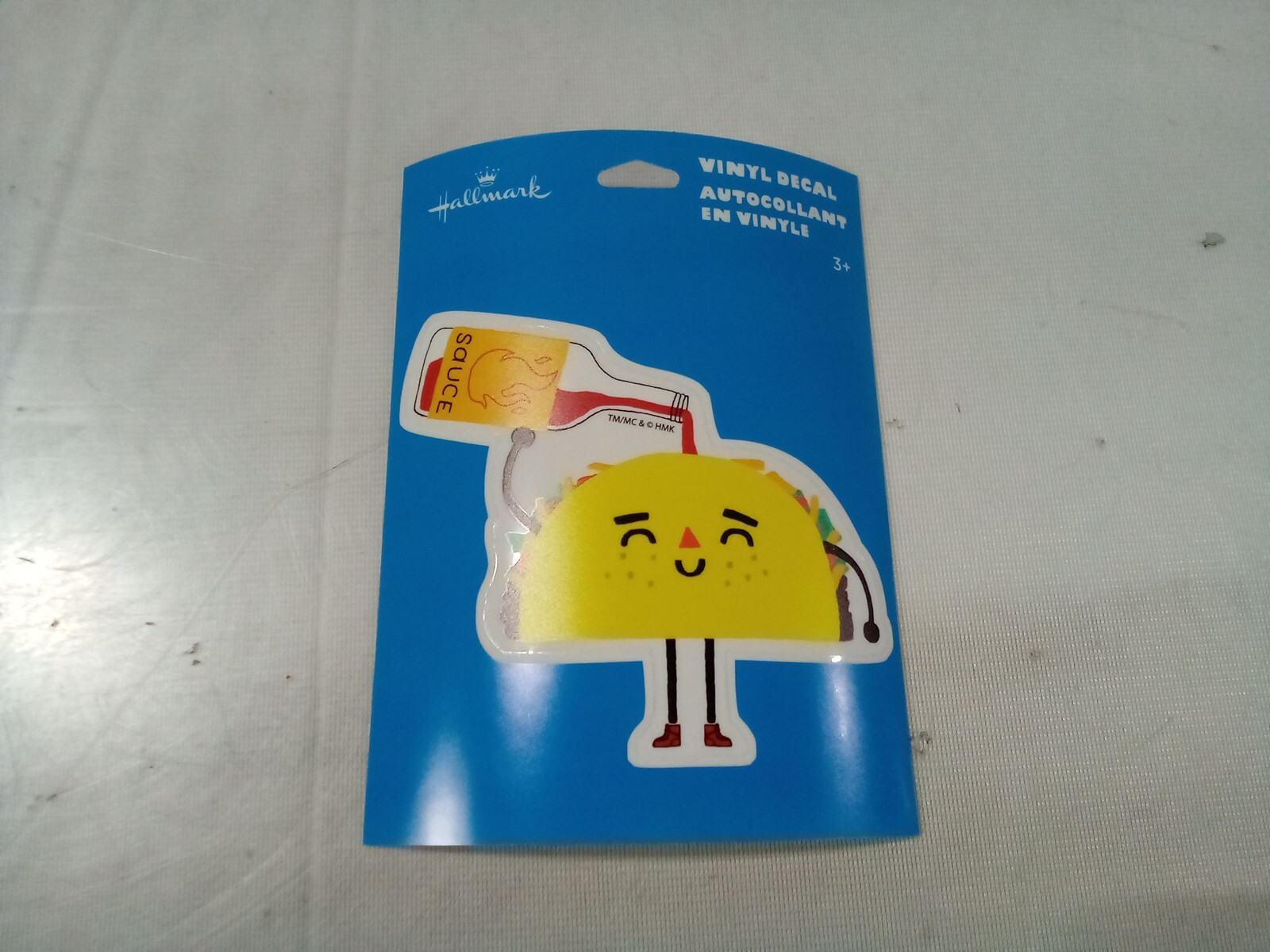 Lot of 4 Hallmark Vinyl Decal, Taco pouring Hot Sauce