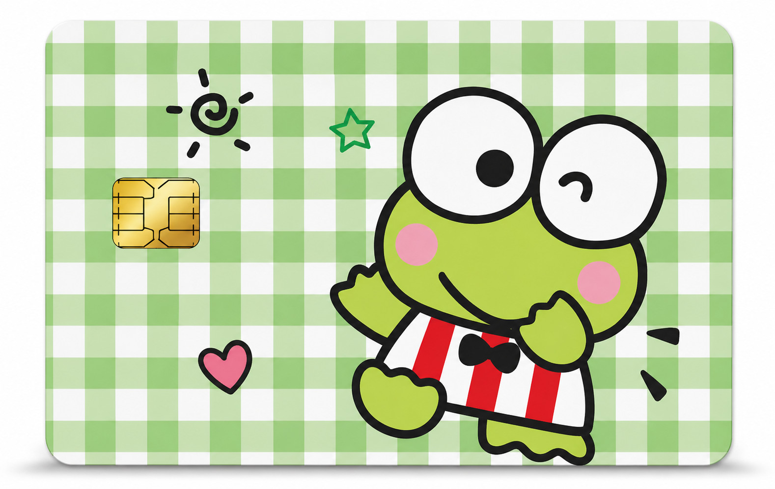 Keroppi Green Checkered Credit Card Skin Debit Card Vinyl Sticker Wrap