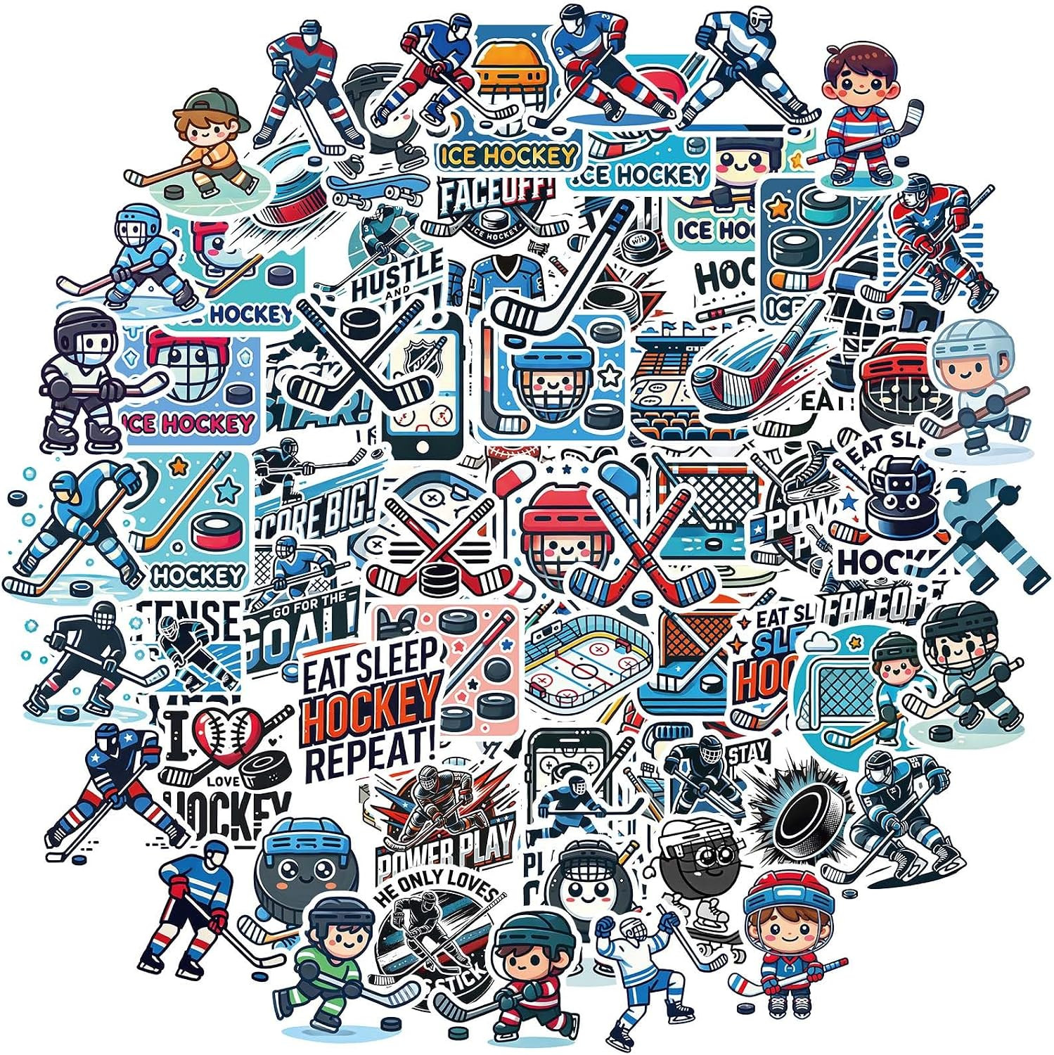 100 Pcs Hockey Stickers, Waterproof Vinyl Stickers for Kids and Boys, Party Favo