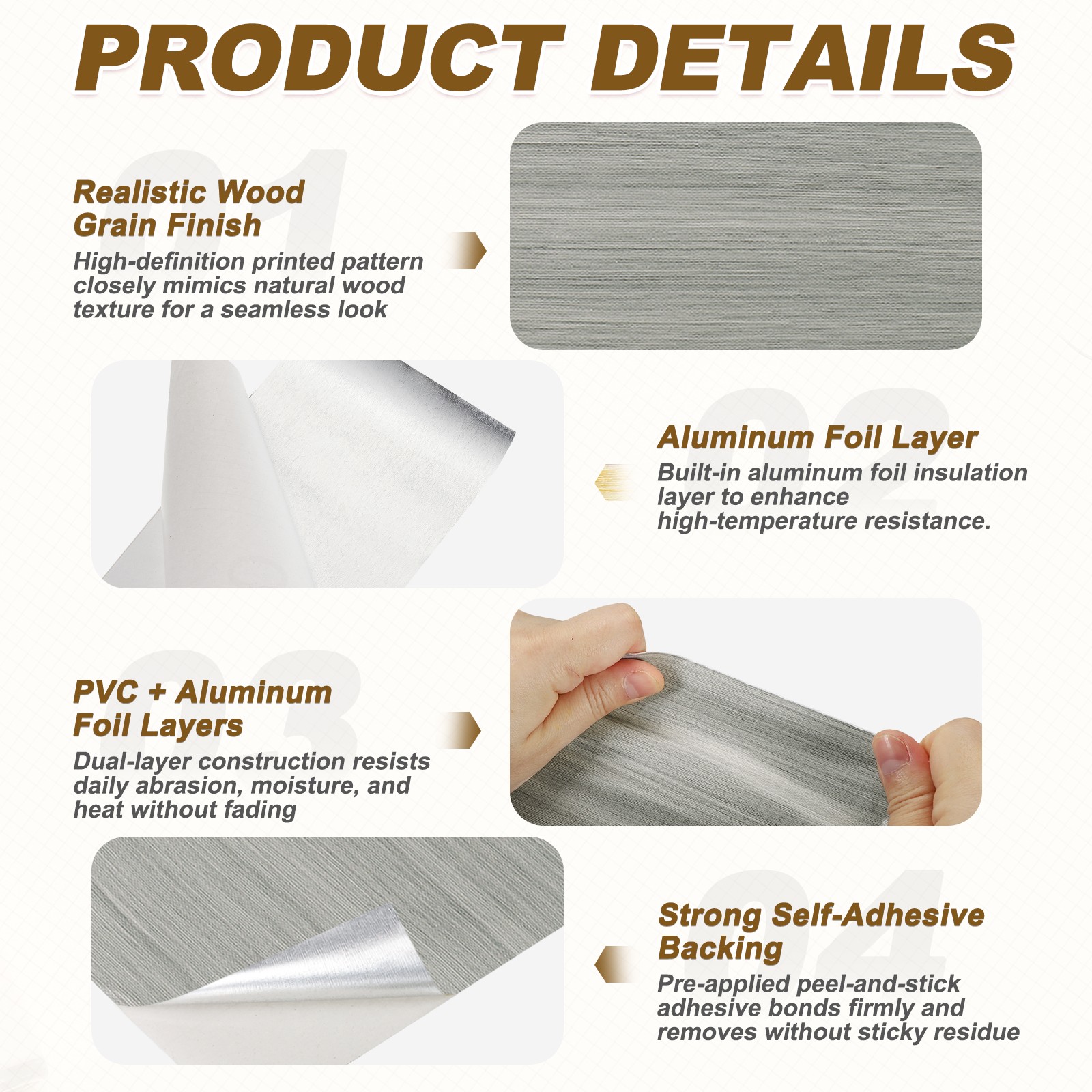 Wood Grain Repair Tape, 3.15 Inch x 16.4 ft Self Adhesive, Dark Grey