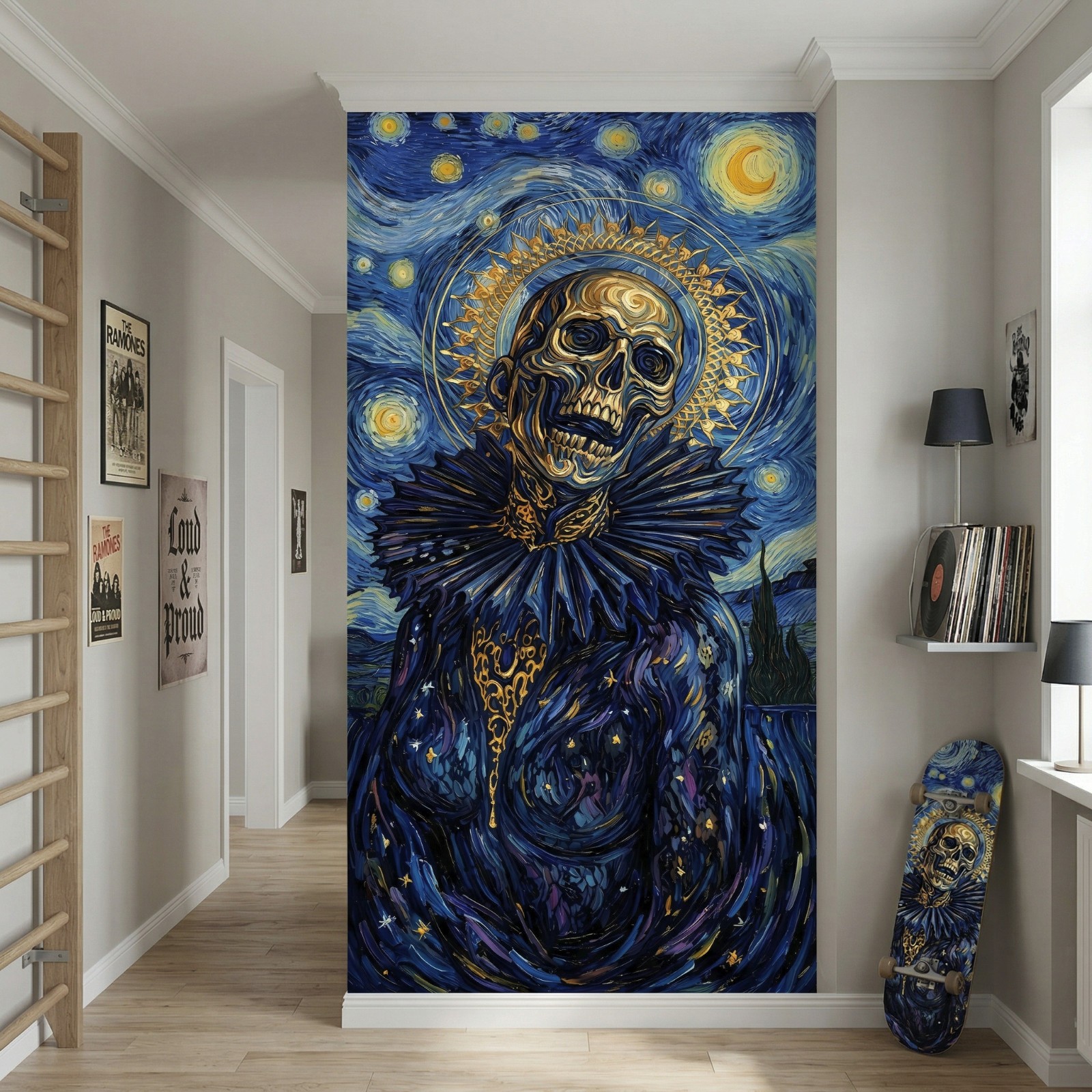 Darkness in Van Gogh’s Starry Night Door Wrap, 1-piece Laminated Sticker Mural