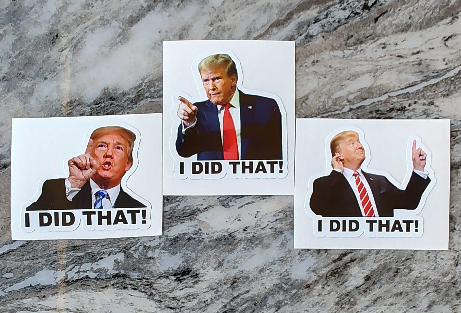 Donald J. Trump I DID THAT! Gas Pump Decal Tariff 1.5″-2″❤️🤍💙1 Each of 3 Poses