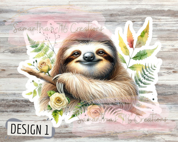 Sloth Vinyl Stickers 3″ For Laptops, Cups, Etc. Indoor, Water Resistant