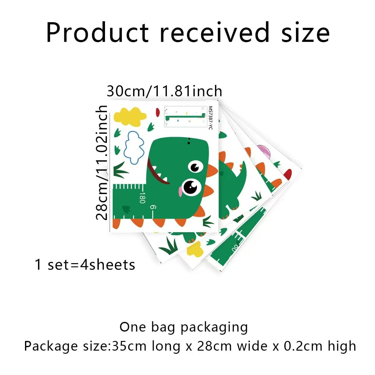 Self-adhesive Vinyl Nursery Wall Decal Growth Chart Sticker for Bedroom