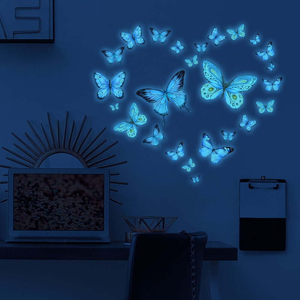 12pc Luminous Butterfly Design Decal Art Wall Stickers Room Magnetic Home Decor✔