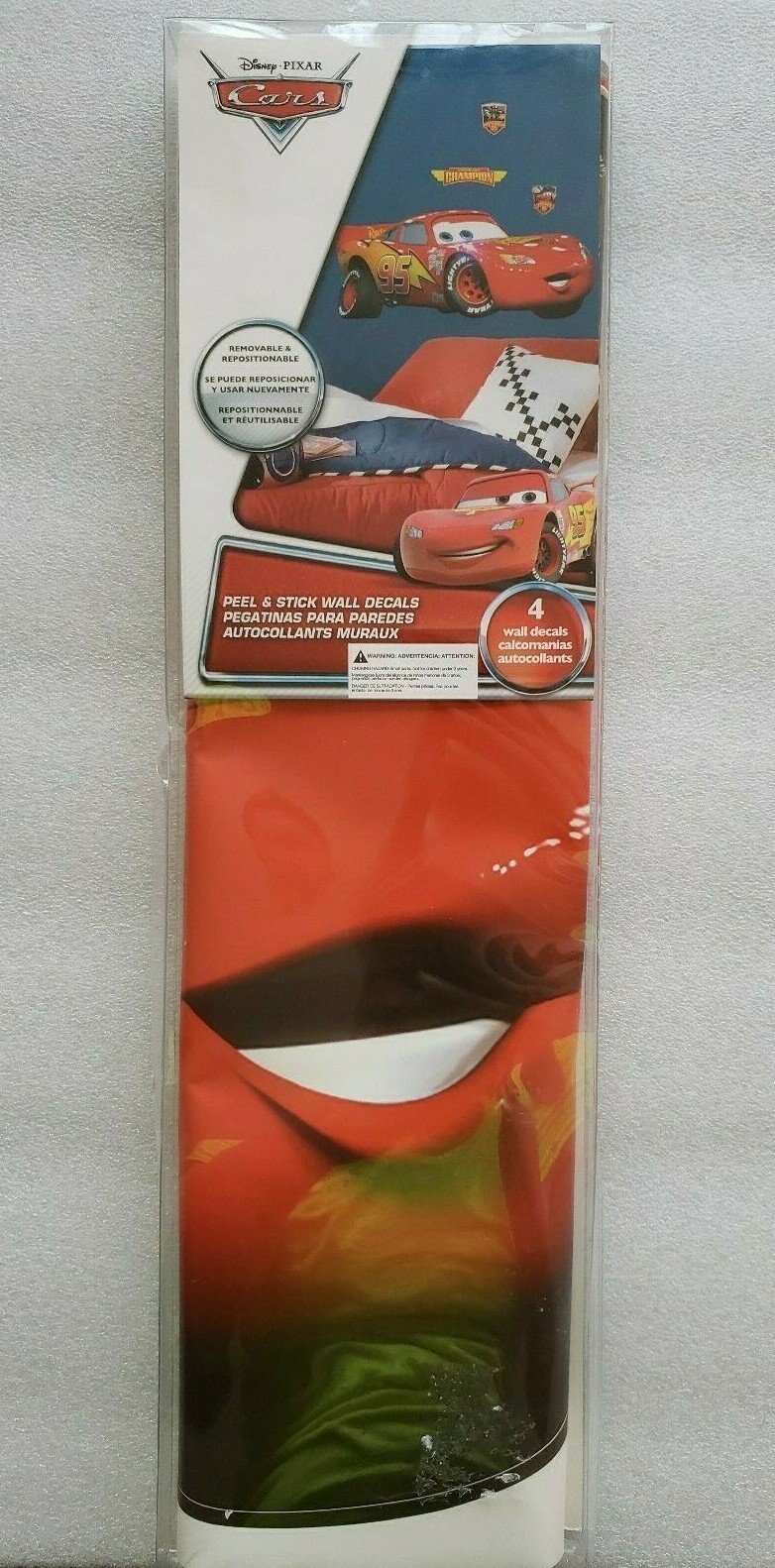 Disney Pixar Cars Mcqueen Peel and Stick Wall Decals 4 Pieces
