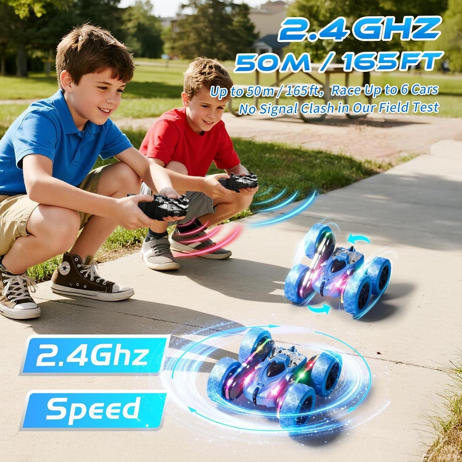 Remote Control Car, RC Cars Toys for Kids Ages 6-12, 4WD Stunt Car with LED Ligh