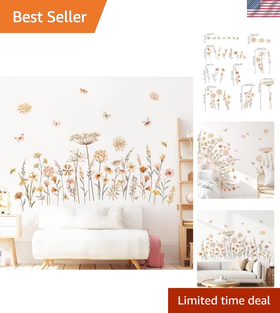 Boho Flower Wall Decals Wildflower Floral Dandelion Grass Wall Stickers Baby …