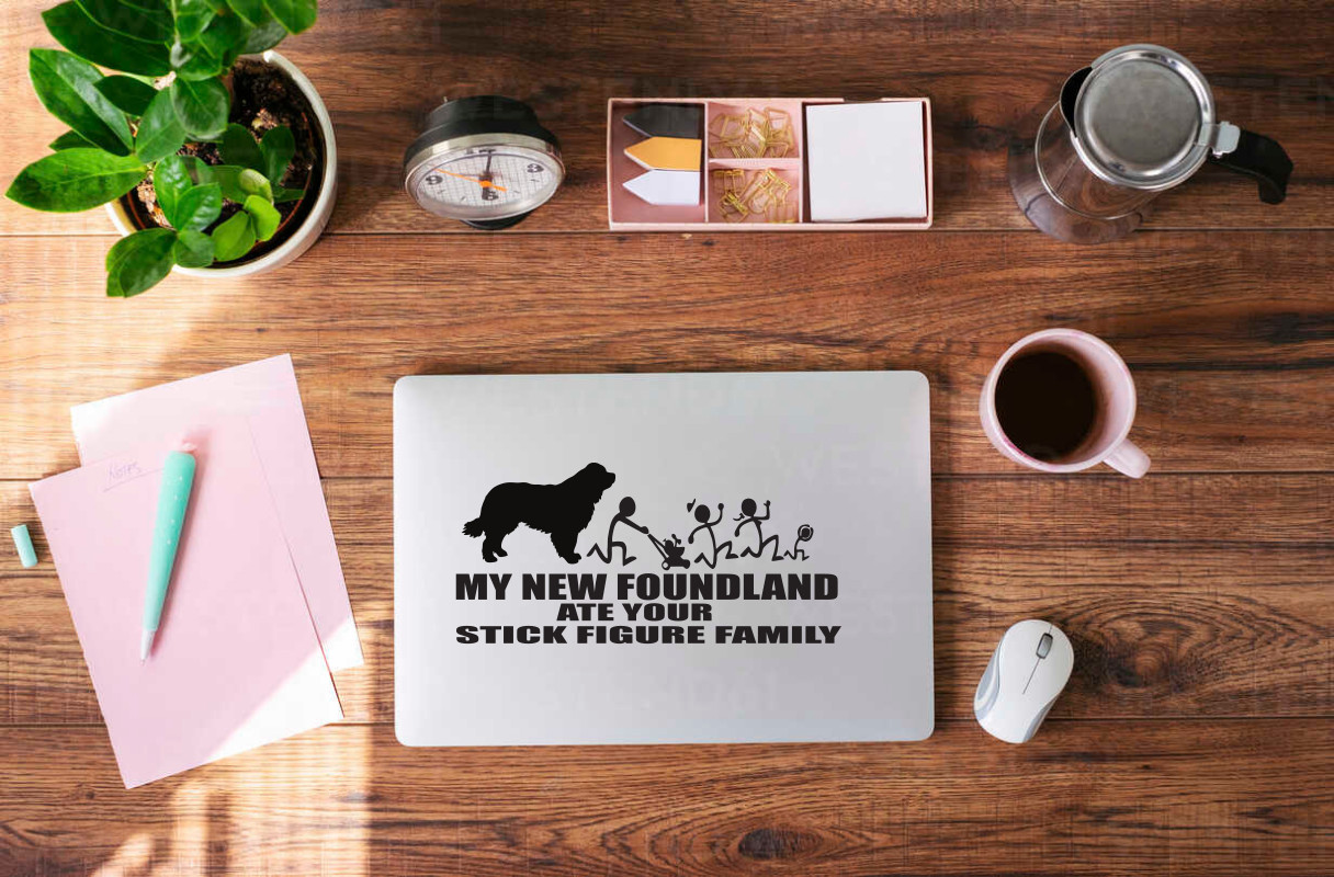 Newfoundland Humor: My Dog Ate Your Stick Figure Family Decal #9060S